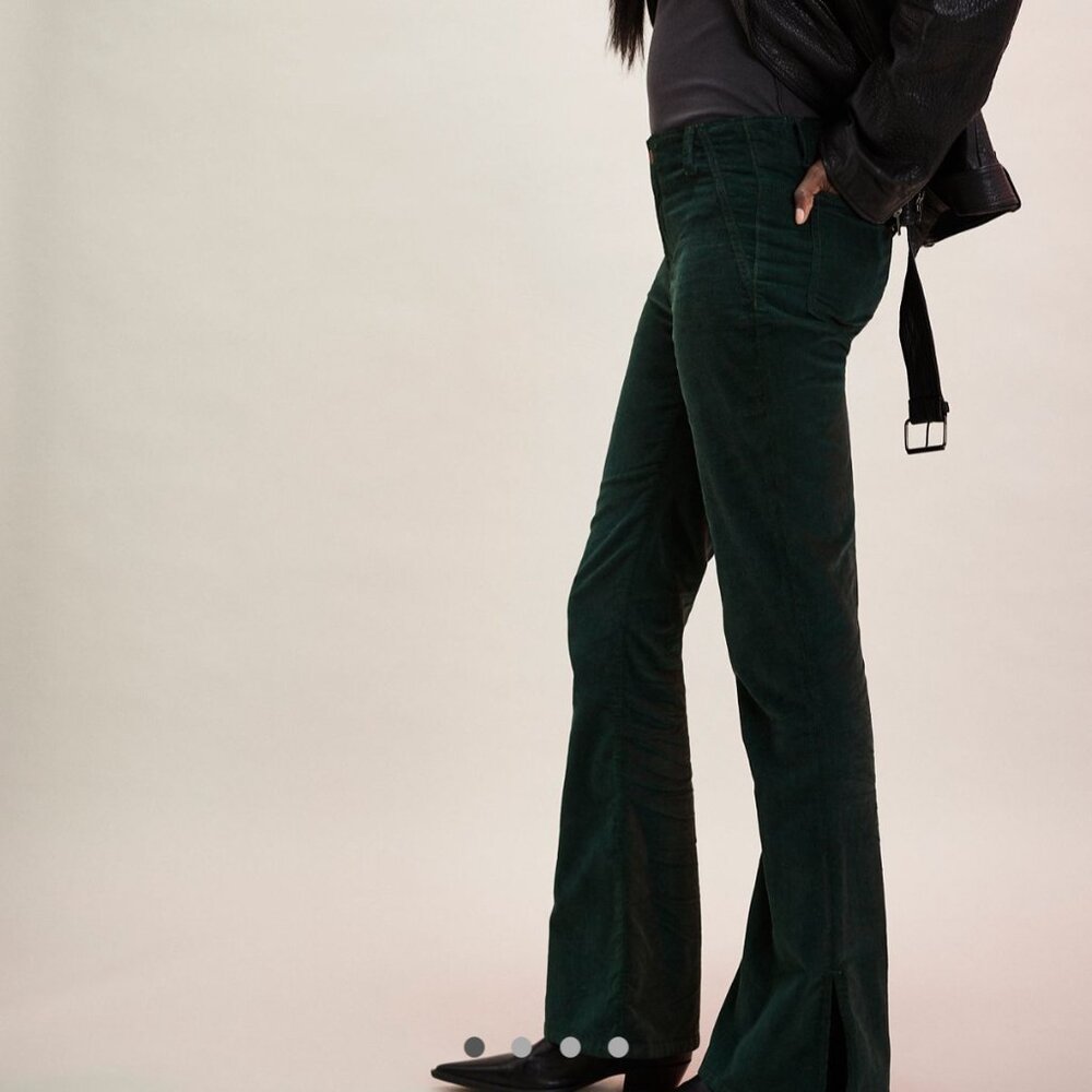 We The Free Level Up Slit Slim Flare Cord Jeans in Pine Grove NWT